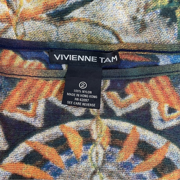 RARE VINTAGE VIVIENNE TAM CHAKRAS SHORT SLEEVE NYLON MAXI DRESS, SZ 2, Hong Kong - Picture 8 of 8